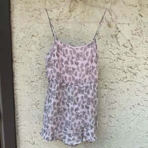 Altar’d State Size medium pink ruffle snakeskin romper flirty feminine brunch